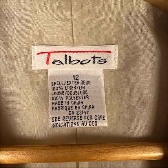 Talbots 100% Linen Beige Tan Classic Blazer - Picture 7 of 7